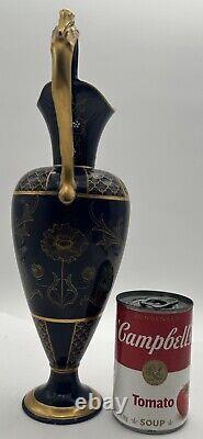 Antique Moorcroft Macintyre Aurelian Ware Poppy Ewer Vase Cobalt Blue Gold