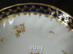 Antique New Hall Cobalt & Gold Leaf Coffee Can & Saucer