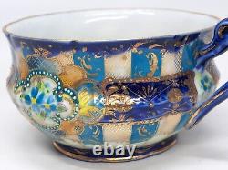 Antique Nippon Japan Hand Painted Pre-1891 Tea Cup & Saucer Cobalt Blue & Gold