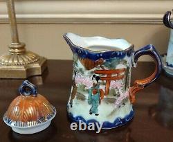 Antique Nippon Japanese Hand Painted Porcelain 14 Piece Tea Set. DPG