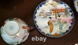 Antique Nippon Japanese Hand Painted Porcelain 14 Piece Tea Set. DPG