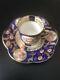 Antique Noritake Nippon Miniature Demi Cup Saucer Cobalt Gold Hand Painted Roses