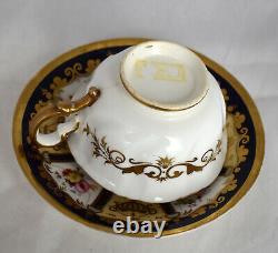 Antique Ornate Porcelain Tea Cup Cobalt Blue Gold Hand Painted Flowers
