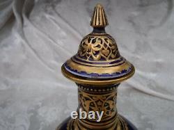 Antique Royal Crown Derby Decanter Covered Vase Urn Cobalt Gold flaws