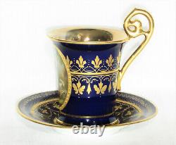 Antique Royal Vienna Cobalt Cup & Saucer, Signed