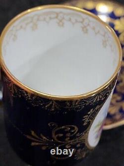 Antique Royal Vienna Portrait Tea Cup & Saucer Cobalt Gold Courting BeeHive mark