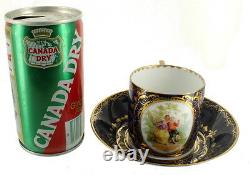 Antique Royal Vienna Portrait Tea Cup & Saucer Elegant Cobalt Gold Bindenschild