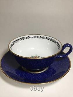 Antique Spode Copeland's China England Cobalt Blue & Gold Tea Cup Saucer R8606