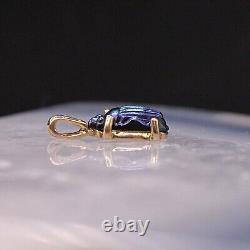 Antique Tiffany Cobalt Blue Gold Iridescent Favrile Art Glass Scarab Pendant