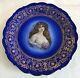 Antique Victorian Lady Cobalt Blue & Gold Decorative Plate Made In Germany