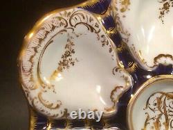 Antique Victorian Cobalt Blue and Gold German Oyster Plate with Monogram