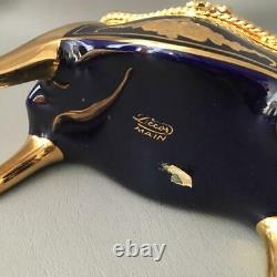 Antique Vtg Limoges Ormolu Cobalt Blue & Gold Porcelain Chest Jewelry Casket Box