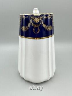 Antique Wedgewood Cobalt Blue Gold Coffee Pot Pitcher Victorian Design 1890s
