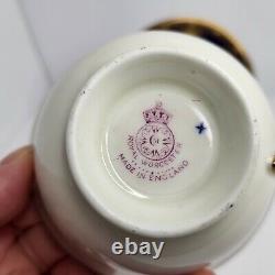 Antique c1902 10 dot Mark ROYAL WORCESTER Cup & Saucer Gold Gilt Cobalt Blue