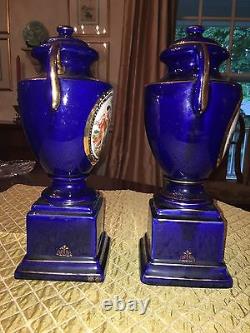 Antique cobalt blue and gold urn. Excellent condition. $250 single urn
