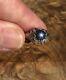Antique Tested Natural Dark Cobalt Blue Star Sapphire 14k White Gold 1930s Ring