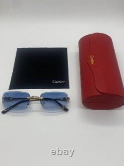 Authentic New Cartier Rimless Gold In Crystal Blue