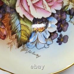 Aynsley Cabbage Rose Cobalt Blue with Gold Gilt Signed J A Bailey Tea Cup Only