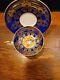 Aynsley Cobalt Blue Tea Cup Saucer With Fruit Orchard With Gold Gilt