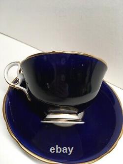 Aynsley Cup & Saucer Cobalt Blue Gold Fruit Scallop England
