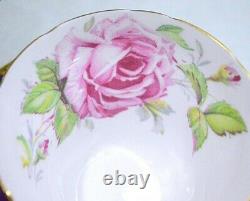 Aynsley England Corset Gold Decorated Pink Rose Cobalt Blue Cup and Saucer 1022