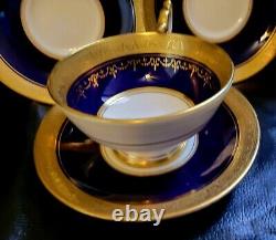 Aynsley Georgian Cobalt Gold Encrusted Tea Cup And Saucer 4 Mixed Set Rare HTF