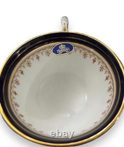 Aynsley LEIGHTON Cobalt Smooth 11 Cup & Saucer Sets Gold Bands 2 3/8, Inside