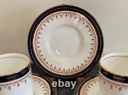 Aynsley Leighton Cobalt Blue 5 Demitasse Cups and 6 Saucers