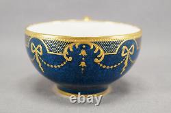 Aynsley Marbleized Cobalt & Raised Gold Ribbons & Garlands Tea Cup 1905-1921 A