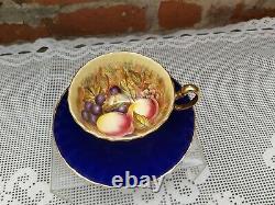 Aynsley Orchard gold Cobalt blue cup and saucer