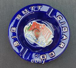 BIG BUTT CIGAR Co. BRAND NEW 90s Cobalt Blue Gold Ceramic Ashtray XL Size NOS