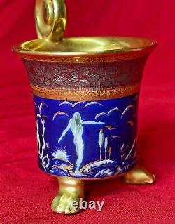 Beautiful Antique 19th Century Paris Gold & Cobalt Demitasse Cup with Nude Figure