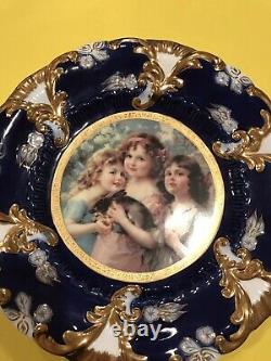 Beautiful Antique Royal Vienna Cobalt & Gold Plate With Portrait