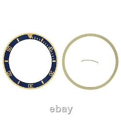 Bezel & Insert For Rolex Submariner Serti 18k Real 16613 Gold Blue Gold Font