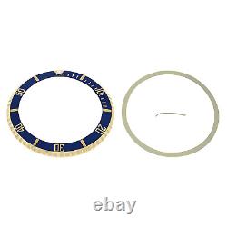 Bezel & Insert For Rolex Submariner Serti 18k Real 16613 Gold Blue Gold Font