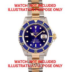 Bezel & Insert For Rolex Submariner Serti 18k Real 16613 Gold Blue Gold Font