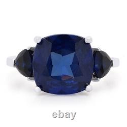 Blue Sapphire Halo Engagement Ring 14k White Gold Plated Sterling Silver