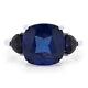 Blue Sapphire Halo Engagement Ring 14k White Gold Plated Sterling Silver