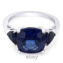 Blue Sapphire Halo Engagement Ring 14k White Gold Plated Sterling Silver