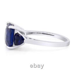 Blue Sapphire Halo Engagement Ring 14k White Gold Plated Sterling Silver