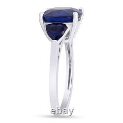 Blue Sapphire Halo Engagement Ring 14k White Gold Plated Sterling Silver