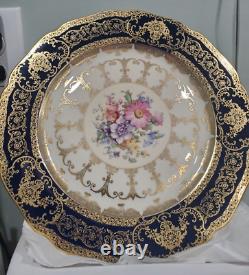 Bohemia Royal Ivory Cobalt Blue and Gold Plate Made in Czechoslovakia 10.5'