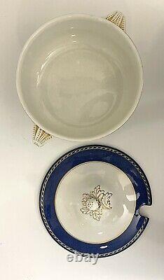 Booths Silicon China Cobalt Blue withGold Trim Tureen with Lid RARE