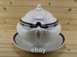 Booths Silicon China Cobalt Blue withGold Trim Tureen with Lid & Underplate RARE