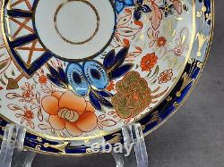 British Hand Painted Imari Style House & Floral Cobalt Red & Gold Saucer C. 1800