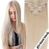 Brown 100% Real Clip In Human Hair Extensions Weft Remy Hair Ombre Full Head
