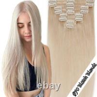 Brown 100% Real Clip In Human Hair Extensions Weft Remy Hair Ombre FULL HEAD