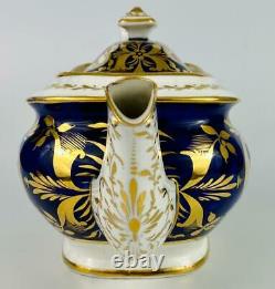 C1820 Antique Coalport Teapot Cobalt Blue English Porcelain19thcGold Gilt