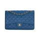 Chanel Cobalt Blue Jumbo Double Flap Lambskin Leather Bag, Gold Tone Hardware