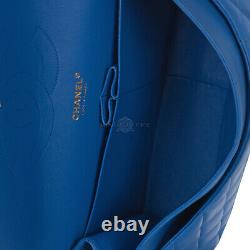 CHANEL Cobalt Blue Jumbo Double Flap Lambskin Leather Bag, Gold Tone Hardware